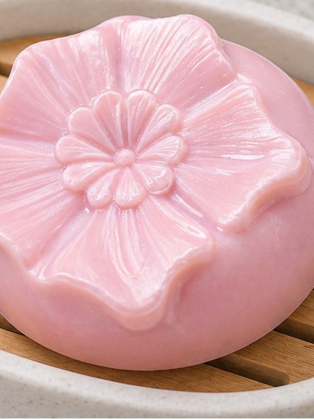 Pink hibiscus soap 3x3 goat milk & coconut 8oz - Picture 2 of 2